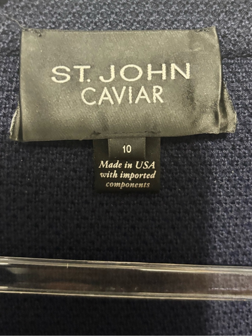 St. John Sz 10 Caviar Navy Pique Knit Short Jacket Blazer - Picture 4 of 5